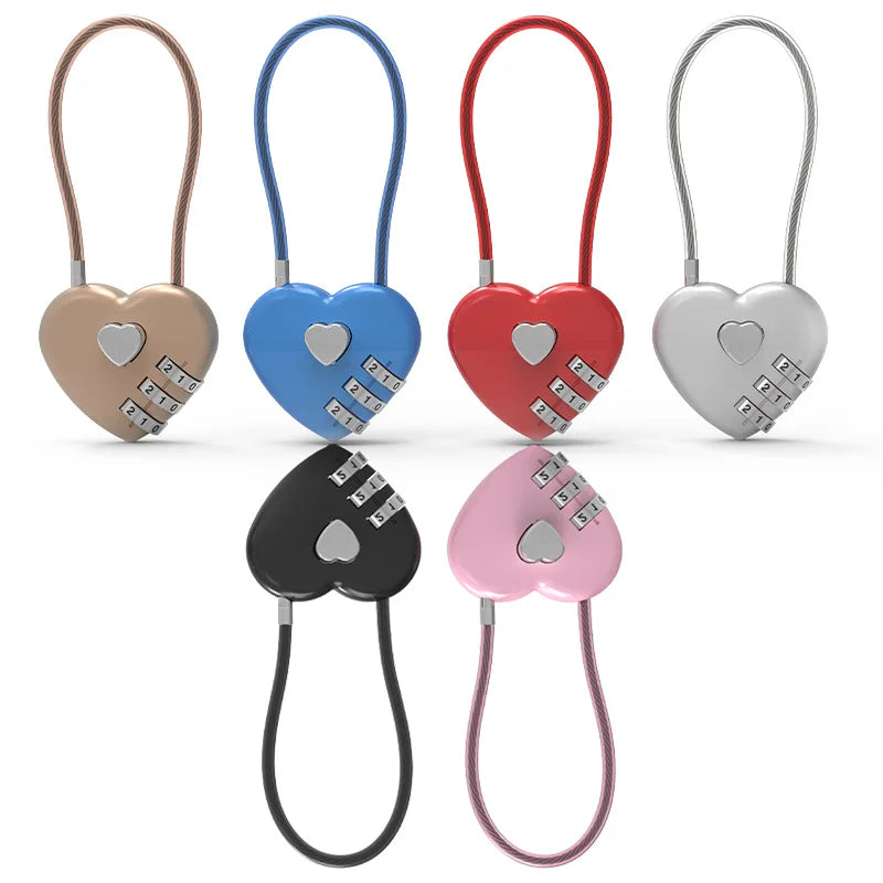 Love Lock Wedding Lock Heart Love Combination Lock School Bag Backpack Trolley Box Concentric Lock Color Zinc Alloy