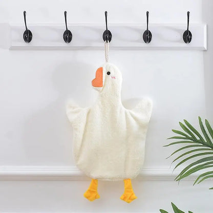 1PC Cartoon Goose Hand Towel - Water Absorbing Hanging Kitchen & Bathroom Towel for Home Essentials
