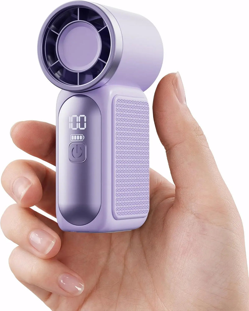 Portable Handheld Mini Fan High Speed Personal Fan With LED Display USB Rechargeable Mini Fan With Lanyard For Makeup Travel