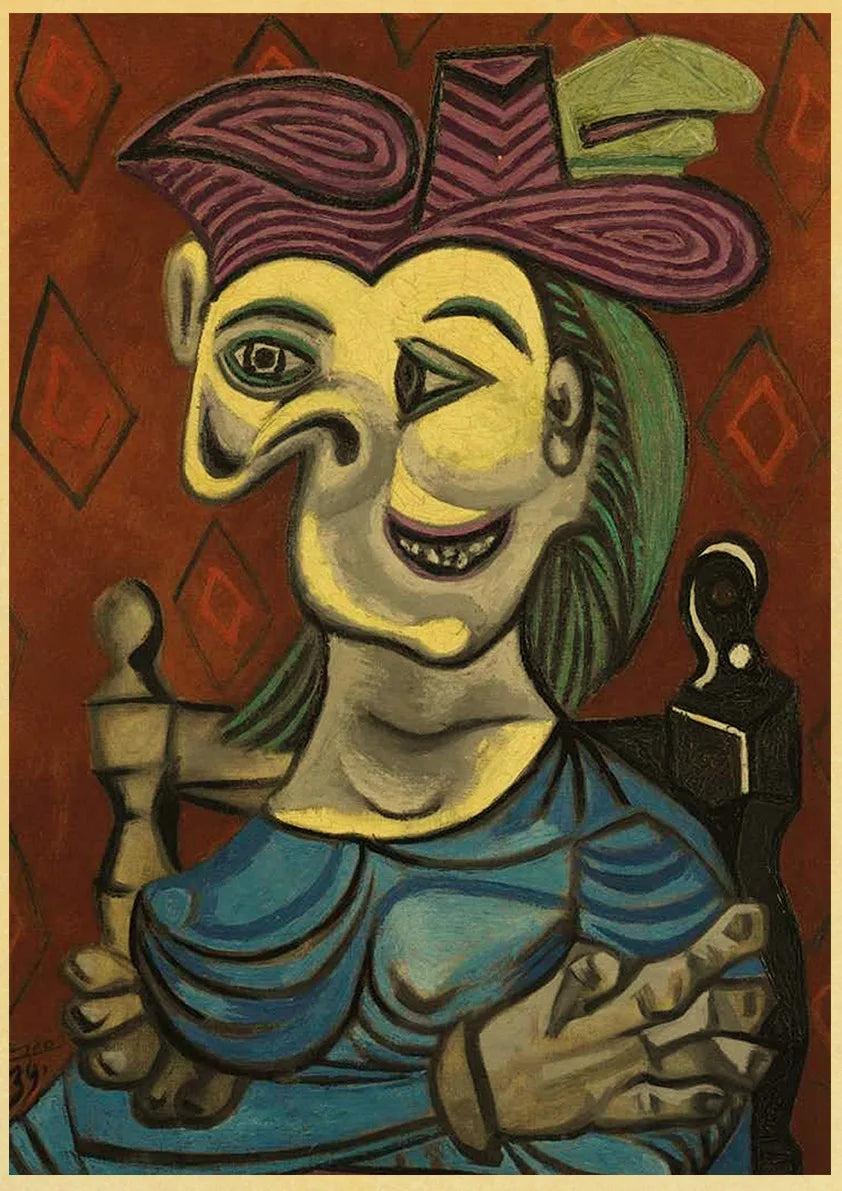 Abstract Painting Pablo Picasso Exhibition Kraft Paper Poster Art Prints Museum Modern Gallery Wall Picture Home Room Decor Gift