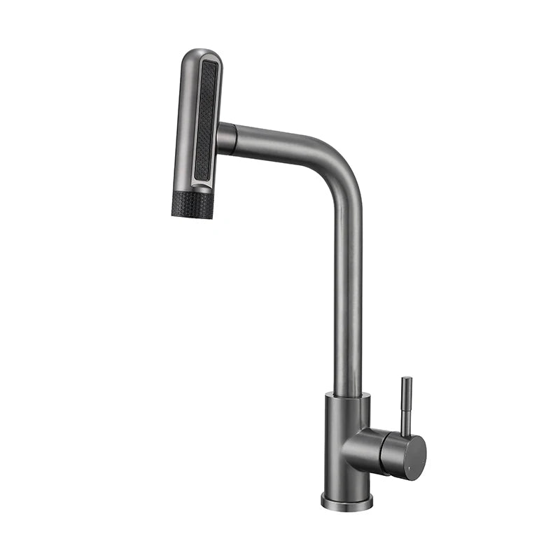 6 Mode Gray Kitchen Faucets Pull Out Rotation Waterfall Black Stream Sprayer Head Sink Mixer Brushed Nickle Water Tap Accessorie