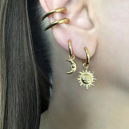 Sun and Moon Hoop Earrings, Sun Hoop Earrings, Hoop Earrings, Gothic Jewelry, Celestial Jewelry , Moon Earrings