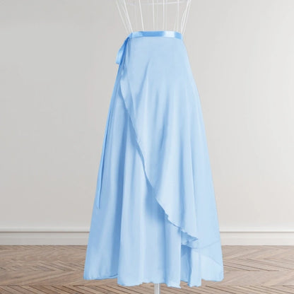 Women Ballet Dance Skirt Asymmetric Long Dance Skirt Wrap Skirt with Tie Waist Skate Over Scarf Skirt Dancewear