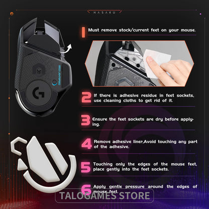 2Sets HASAKU Rounded Curved Edges Gaming Mouse Feet Skates for Logitech G502 Wireless Gaming Mouse Feet Pad Replacement