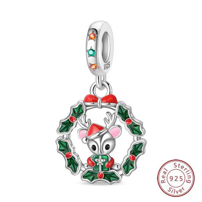 Original 925 Sterling Silver Charms Beads Winter Snowflake Snowman Igloo Penguin Pendant Fit Bracelet Women Jewelry Gift