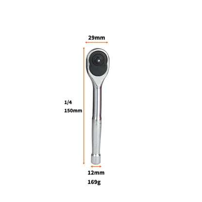 Ratchet Wrench, 1/4'' 3/8'' 1/2'' Drive 24-Tooth Reversible Socket Ratchet With Quick Release, Chrome Alloy , Fully Polished