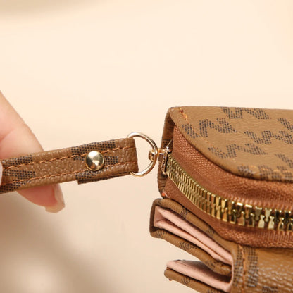 2025 Women's Wallet Short Style Trendy New Three-Fold Fashion Simple Alphabet Portable Multi-Card Holder P