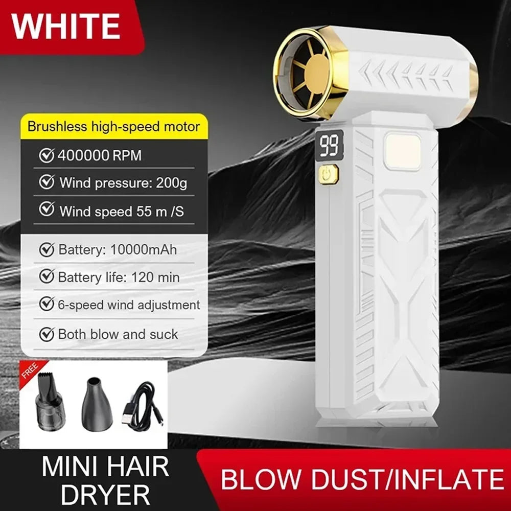 Upgraded 400000RPM Jet Fan M18 Brushless Blower - Powerful Portable Electric Dust Cleaner with Type-C Charging, 53m/s Turbo Fan