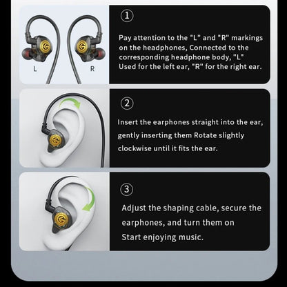 Music Earphones 3.5mm Wired Earphone Elbow in-Ear Wired Headset HiFi Stereo Round Head Earpiece Headset Sport