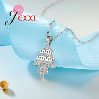 Fabulous Tree Design Jewelry Set For Women Silver Color And Bright Crystal Earrings And Necklace Pendents