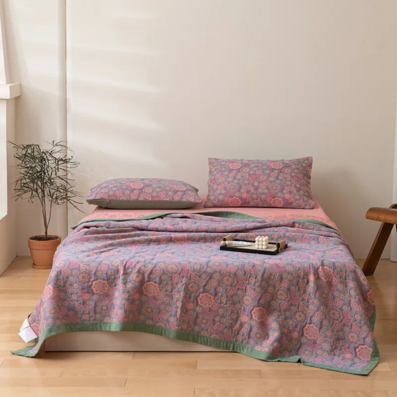 Decorative Bed Cover Blanket Ethnic Cotton Gauze Bedroom Bedspread On The Bed Double Quilts King Size Bed Comforters 220*240cm
