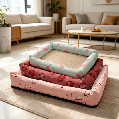 Cooling Fabric Pet Bed for All Seasons: Breathable Mat for Dogs & Cats, Removable Washable Summer Cooler & Year-Round Cushion