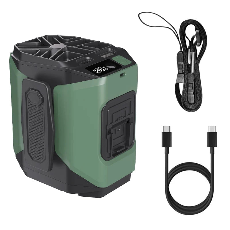 Portable Waist Fan 10000mAh with Power Bank LED Lighting Hanging Neck Fan 5 Speed Strong Airflow Cooling Fan for Outdoor Working