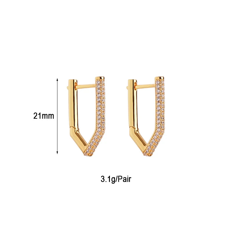 TIANDE Gold Color Classic Punk Hoop Earrings for Women Zircon Smooth Piercing Huggies Earrings 2024 Fashion Jewelry