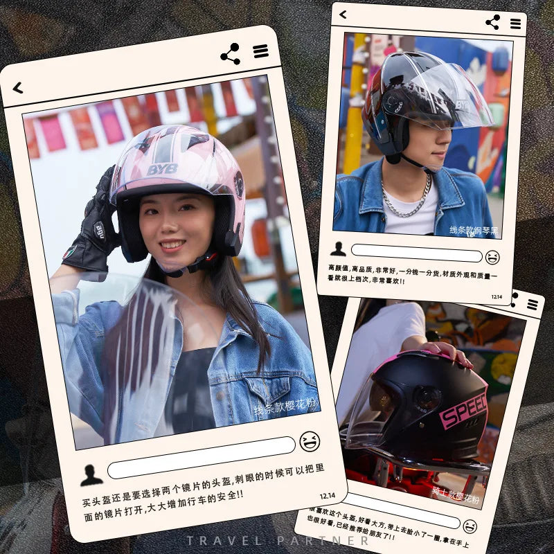 Electric Bike Motorcycle Helmet Four Season Dual Mirror Opening Helmet Anti fog헬멧반모Cascos Para Moto Casco Perro