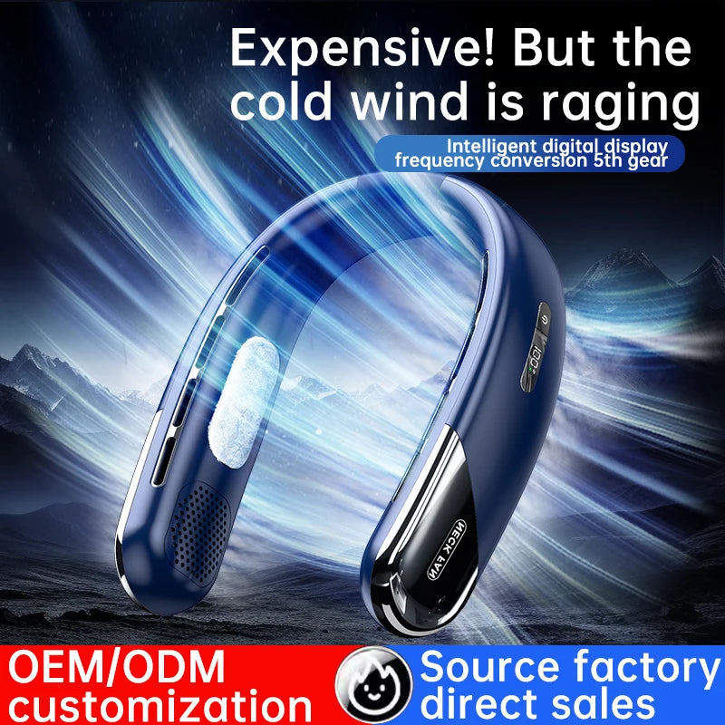 Lenovo Neck Fan Portable USB Rechargeable Bladeless Cooling Fan Quiet Wearable Fan For Summer Travel Mini Long Endure