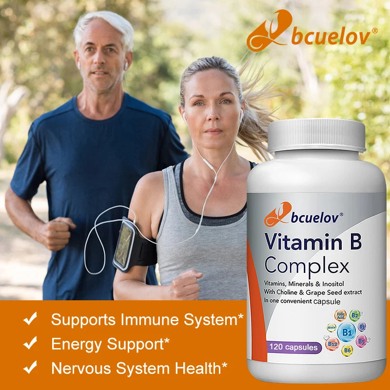 Vitamin B-Complex - Nervous System Support - Supports Energy Metabolism and Enhance Immunity - Non-GMO, Vegan, Gluten Free