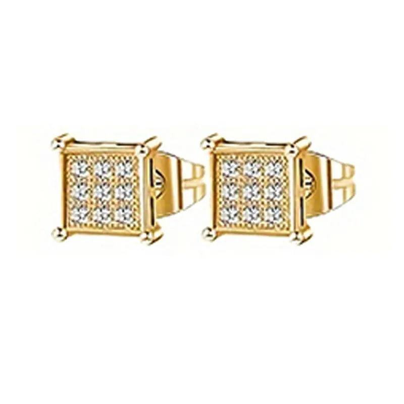 21 pairs of men's stainless steel earrings, circular CZ earrings, hypoallergenic earrings, unisex perforated earrings