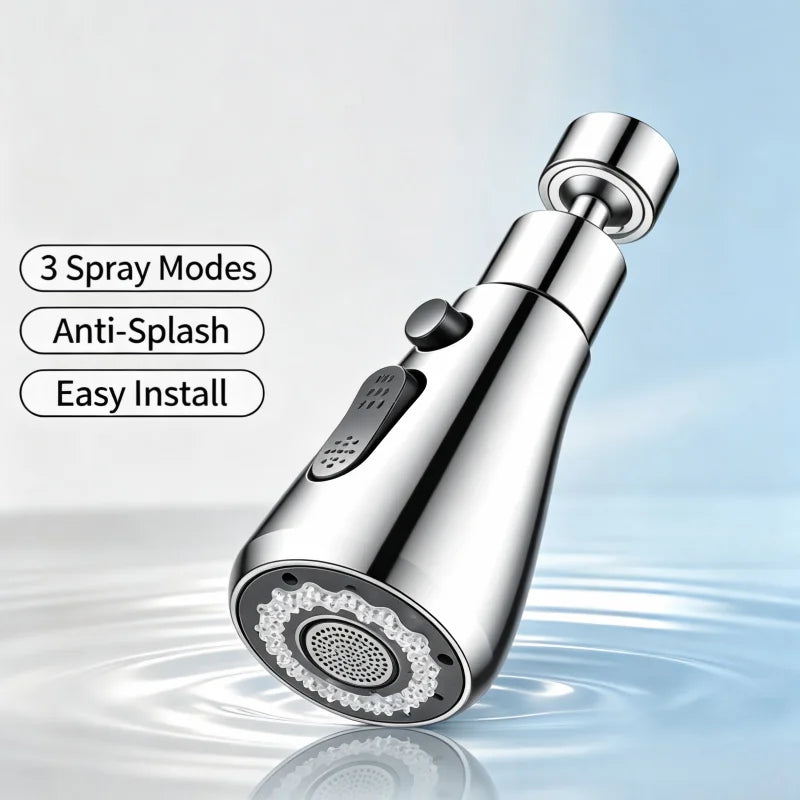 Universal 360° Rotatable Kitchen Faucet Extender Aerator Plastic Splash Filter Bubbler Nozzle for Kitchen Sink Basin