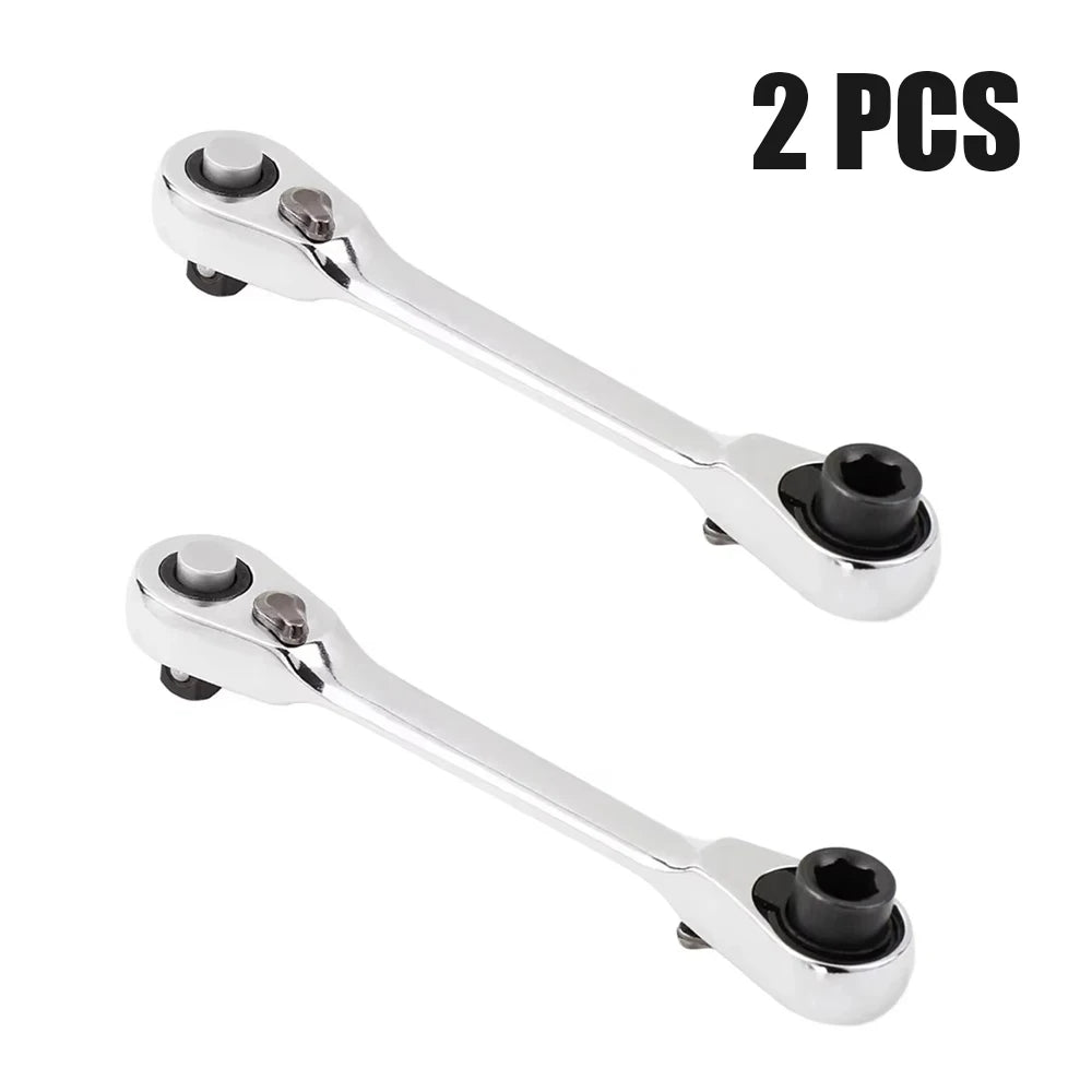 Rafford Mini Treble 1/4 Ratchet Wrench Double Ended Quick Socket Ratchet Wrench Screwdriver Hex Torque Wrenches Set 2in1 Spanner