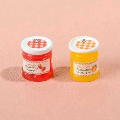 10Pcs Cute Strawberry Orange Jam Jar Resin Charms Pendants for Jewelry Making DIY Earring Keychain Decoration Accessories