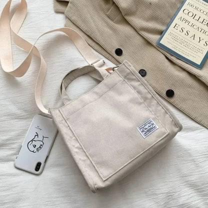 Women's Canvas Casual Tote Bag Retro Art Canvas Crossbody Bags for Women Corduroy Zipper Shoulder Handbags Luxury Designer Sac