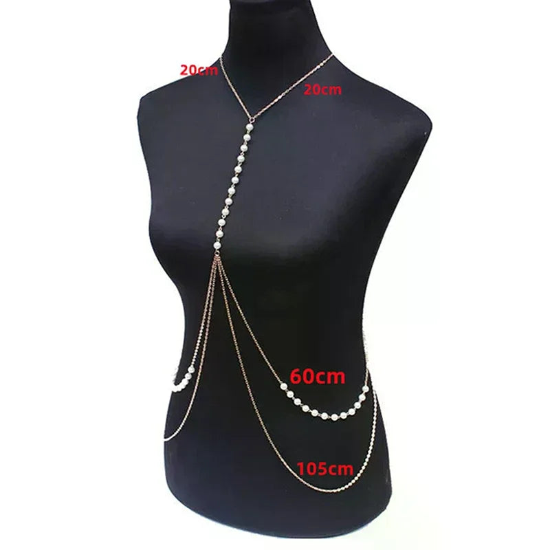 Jewelry: Sexy Babes, Imitation Pearl Body Chains, Sexy Bikini Beach Waist Chains