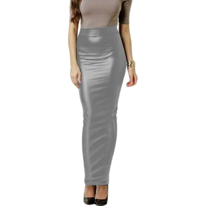 Women Bodycon Long Skirt Black High Waist Pu leather Tight Maxi Skirts Club Party Wear Elegant Pencil Skirt Saia faldas Big Plus