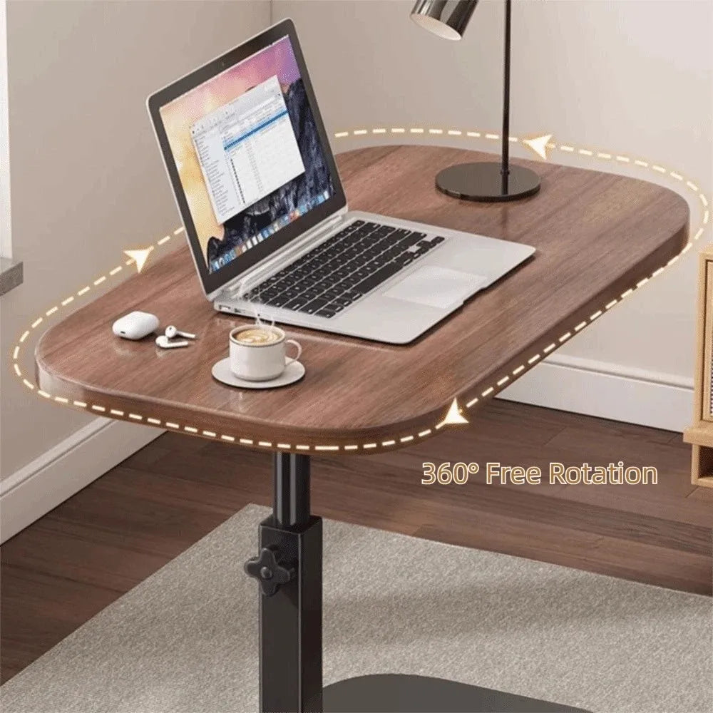 Foldable Sofa Edge Table Adjustable Height C-Shaped Adjustable Bedside Table Flip Desktop Space Saving Rotating Coffee Table
