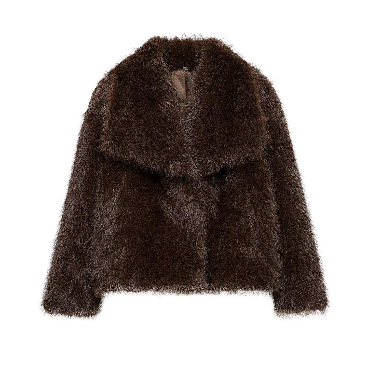 HH 2025 Winter Coats For Women Fashion New Faux Fur Long Sleeves Loose Coat Female Versatile High Street Women's Cardigan