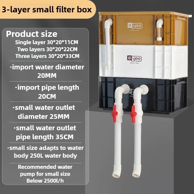 External Aquarium Fish Tank Filter System Water Circulation Filter Bucket Fish Pond Filter Box Outside Pet Accessories Equipment