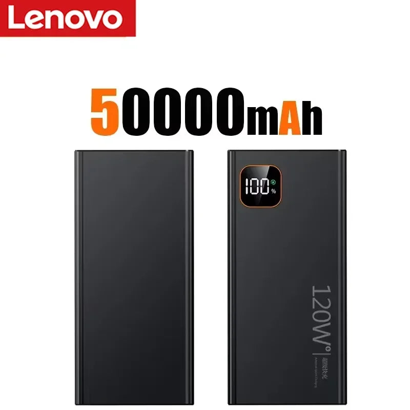Lenovo 500000mAh Portable Power Bank 120WSuper Fast Charging Large Capacity External Battery Charger Powerbank For Xiaomi iPhone