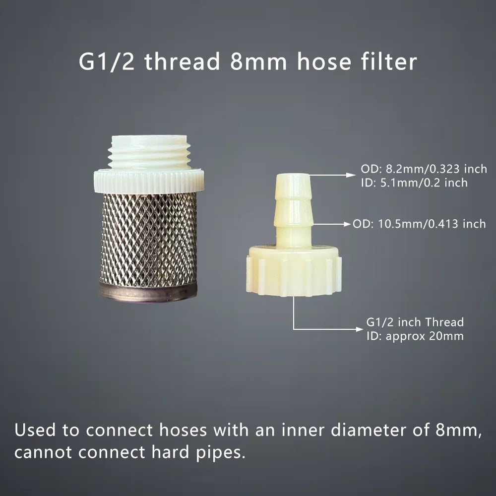 1 Set Hose Stainless Steel Filter 6mm 8mm 10mm 12mm 16mm 20mm for Fish Tank Aquarium Garden