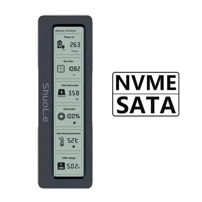 M.2 NVME/NGFF Dual Protocol SSD Enclosure Visual Smart SSD Case Health Detection USB 3.2 Gen 2 10Gbps Aluminum Alloy PCI-E Shell