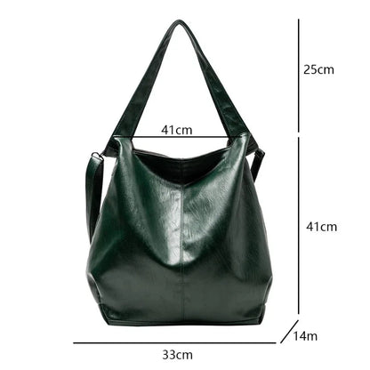 Big Black Shoulder Bags for Women Large Hobo Shopper Bag Solid Color Quality Soft Leather Crossbody Handbag Lady Travel Tote Bag