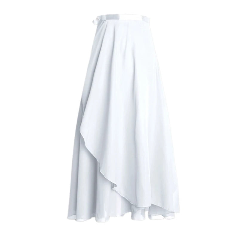 Women Ballet Dance Skirt Asymmetric Long Dance Skirt Wrap Skirt with Tie Waist Skate Over Scarf Skirt Dancewear