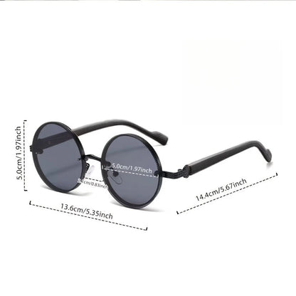 1pcs Round Full-frame UV Sunglasses, Ideal for Outdoor and Daily Use. Comes with Cleaning Cloth and Non-slip Nose Pads.