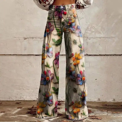 2025 Retro 3D Printing Fashion High Waist Pants High Street Loose Wide Leg Pants for Women Harajuku Trousers Spring Summer