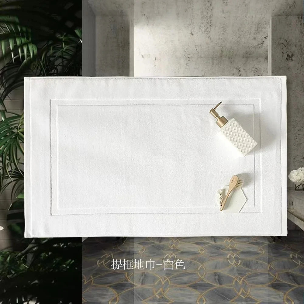 Thick White Floor Towel Mat 100% Cotton,Non-Slip,Water Absorption,SPA Bathroom Bathtub Mat,Hotel Home Bath Mats 50*80cm