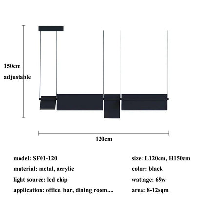Modern Rotatable Led Chandelier Lighting Living Dining Room Pendant Lamp Home Decor Bar Office Reception Hanging Light Luminaire