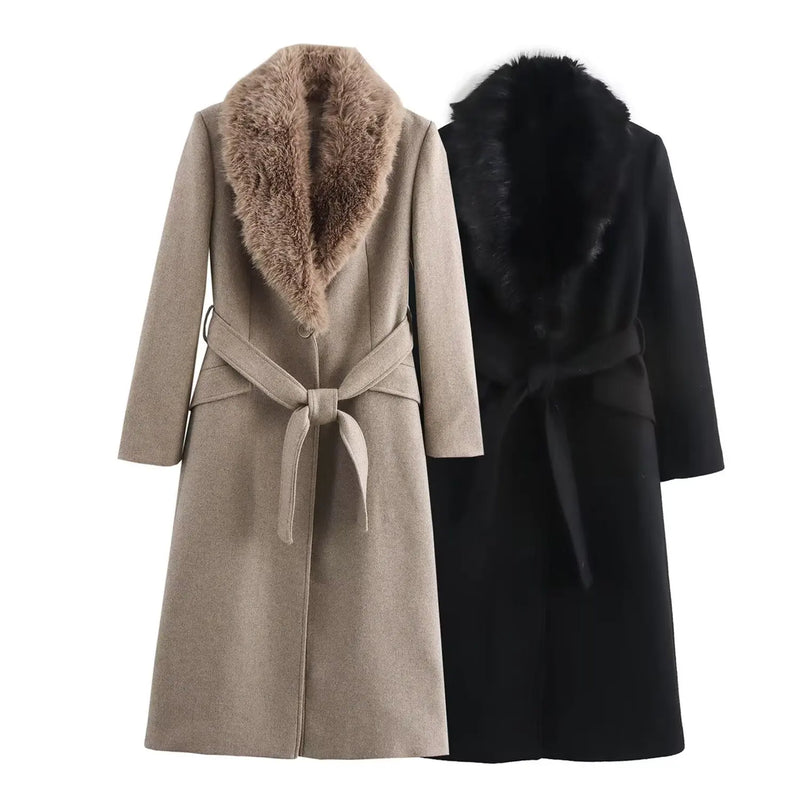 Long Sleeved Lapel Single Breasted Coat With Belt Pocket Decoration For Autumn And Winter New Women's Clothing
