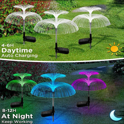 1PC Solar Garden Lights, Waterproof Double-Layer Jellyfish Solar Lights for Outside, 7 Color Changing Solar Jellyfish Lights