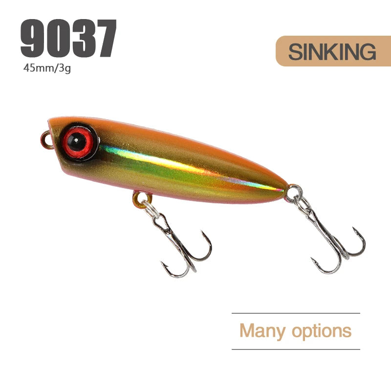 1 Stück 45 mm 3 g sinkender Bleistift-Angelköder Mini Popper Walking Dog künstlicher Hartköder Pesca Wobbler Swimbait Tackle Zubehör