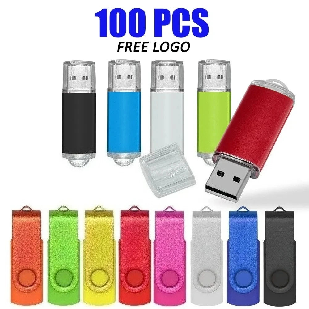 100Pcs/lot USB 2.0 Flash Drive 4GB 8GB Pen Drive 128M Usb Sticks 1GB 2G Pendrives 16GB Memory Flash 32GB U Disk Free Custom Logo