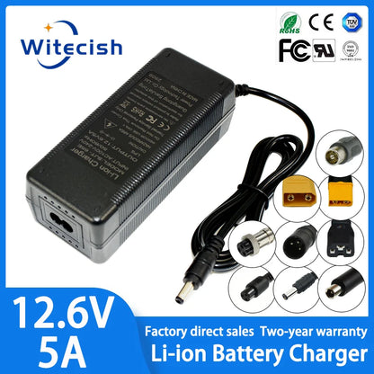 12.6V 5A Lithium Battery Charger for 3S 18650 Li-ion Packs (12V) EU/US/UK/AU Plug High Quality Charger