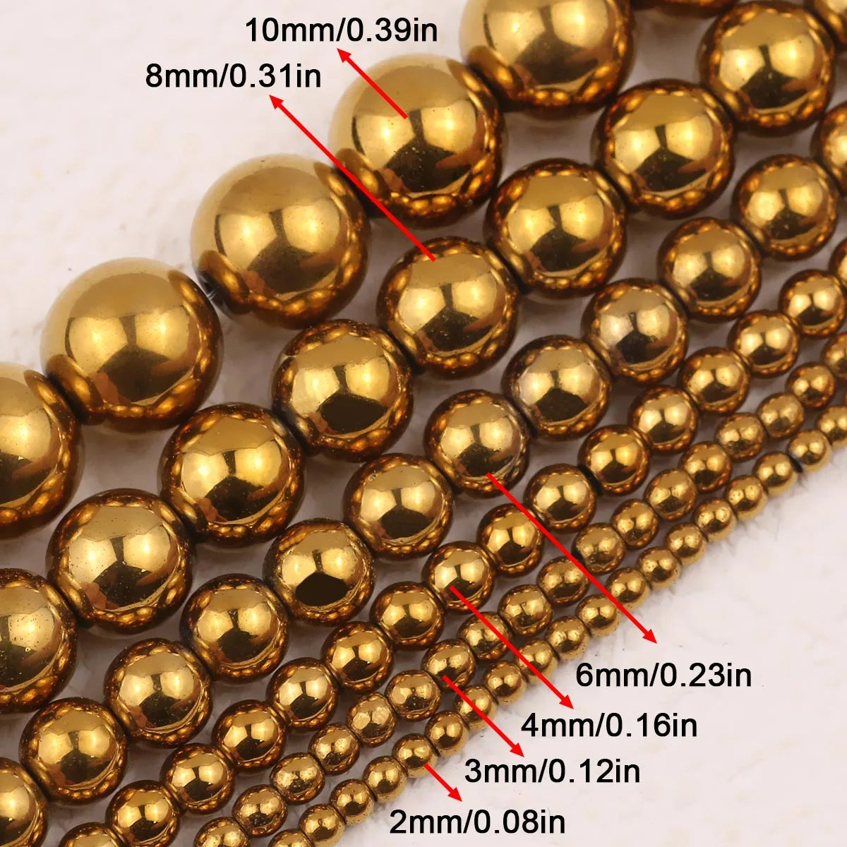 BTFBES 2-10mm Silver Color Round Beads Natural Stone Hematite Gem Non-magnetic Loose Ball For Jewelry Bracelet Necklace DIY 15''