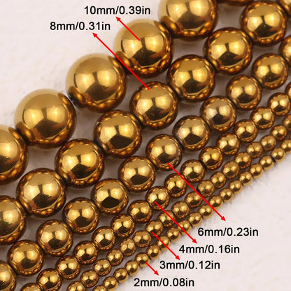 BTFBES 2-10mm Silver Color Round Beads Natural Stone Hematite Gem Non-magnetic Loose Ball For Jewelry Bracelet Necklace DIY 15''