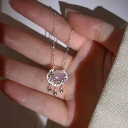 Collier pendentif nœud papillon en cristal rose féérique, style Y2K, chaîne clavicule cœur strass, bijoux femme, cadeau