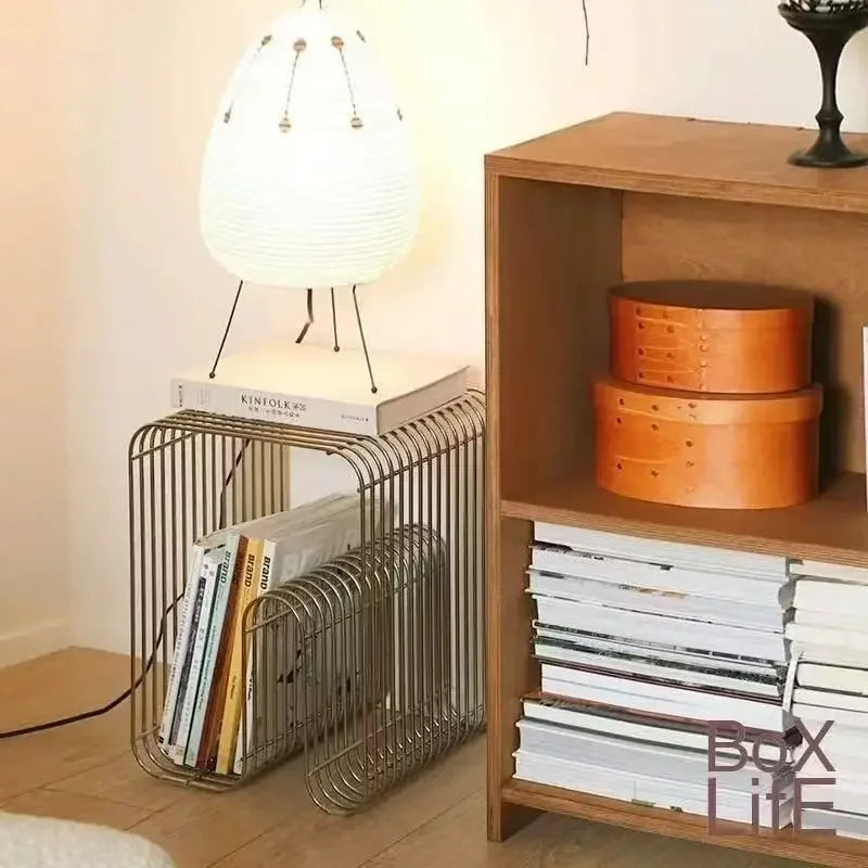 Modern Scandinavian Metal Coffee Table Sleek Minimalist Side Table with Storage for Living Room Furniture for Magazines And Book