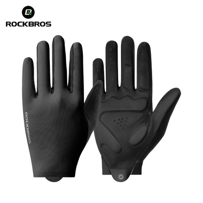 ROCKBROS Spring Summer Cycling Gloves Lightweight Breathable Full Finger Gloves Shock Absorption SBR Pad Anti-slip Sports Gloves